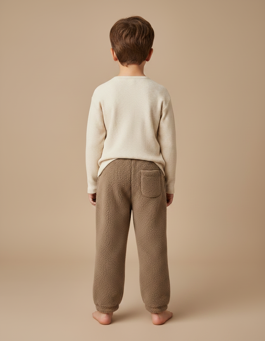 Pantalon Marron Polaire Doux Ample Confortable Enfant - Molleton - vue 2
