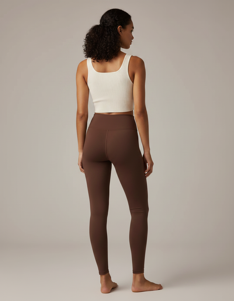 Pantalon Marron Yoga Taille Haute Stretch Femme - Polyester - vue 2