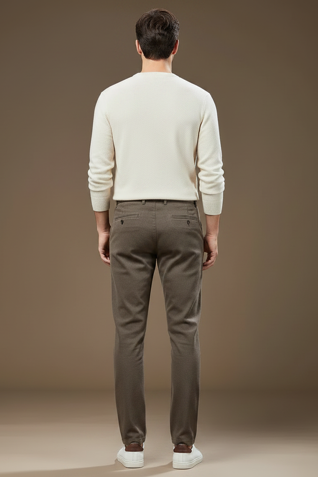 Pantalon Marron Homme Slim Droit Décontracté Épais - Laine - vue 2