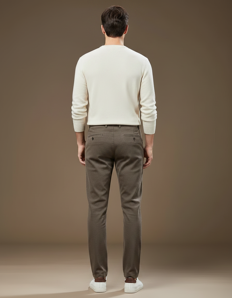Pantalon Marron Homme Slim Droit Décontracté Épais - Laine - vue 2