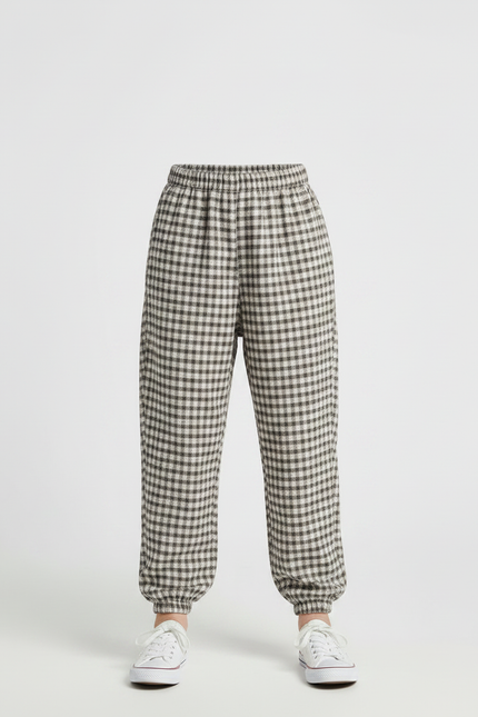 Pantalon Marron À Carreaux Ample Doux Enfant - Tweed - vue 3