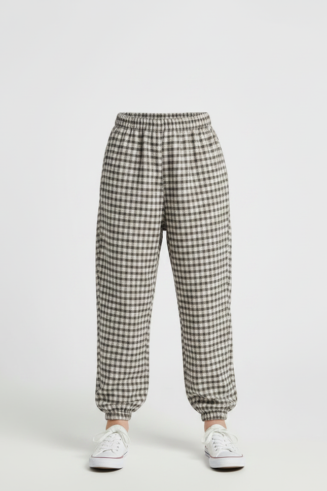Pantalon Marron À Carreaux Ample Doux Enfant - Tweed - vue 3