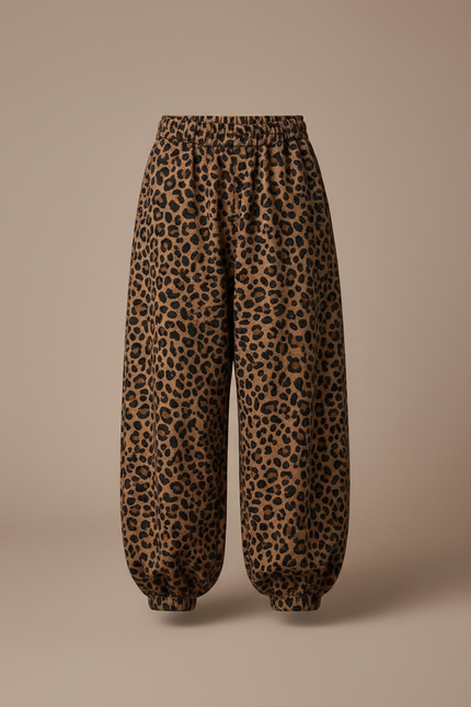 Pantalon Marron Léopard Ample Élastiqué Enfant - Molleton - vue 3