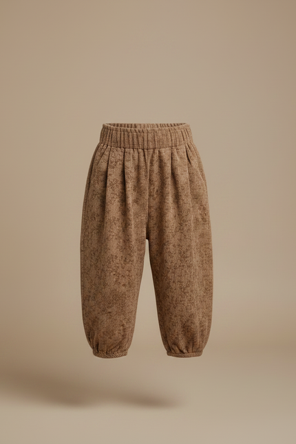 Pantalon Marron Ample Imprimé Floral Confortable Enfant - Cordé - vue 3