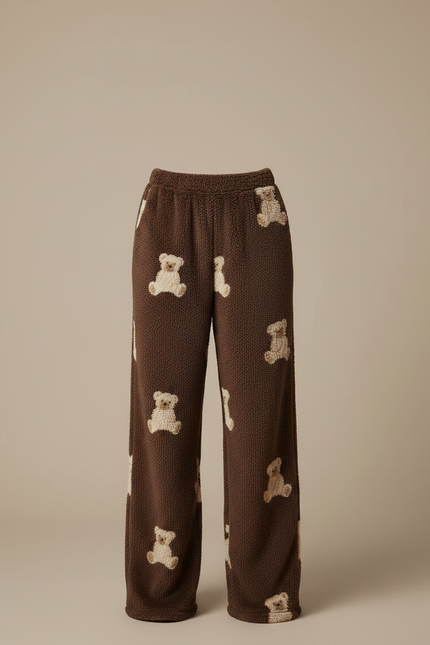 Pantalon Marron Polaire Oursons Ample Doux - Molleton - vue 3