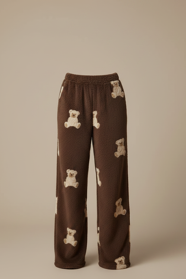 Pantalon Marron Polaire Oursons Ample Doux - Molleton - vue 3