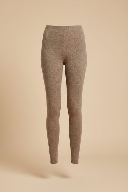 Pantalon Marron Cachemire Tricoté Slim Femme Hiver - Laine - vue 3