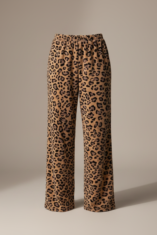 Pantalon Marron Léopard Ample Confortable Doux - Imprimé Molleton - vue 3