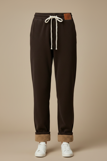 Pantalon Marron Côtelé Doublé Chaud Décontracté Femme - Cordé - vue 3