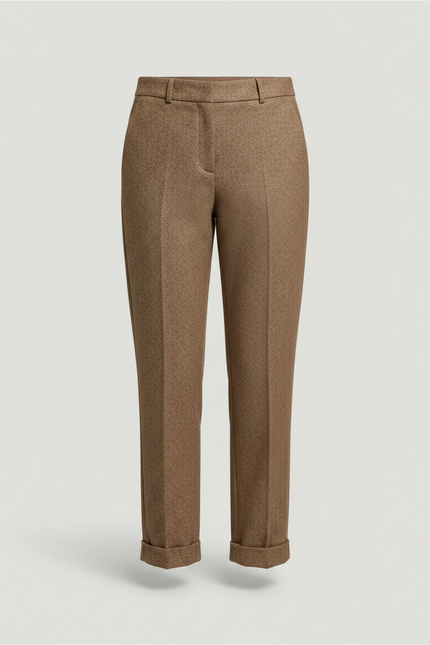 Pantalon Marron Laine Droit Texturé Élégant Femme - Tweed - vue 3
