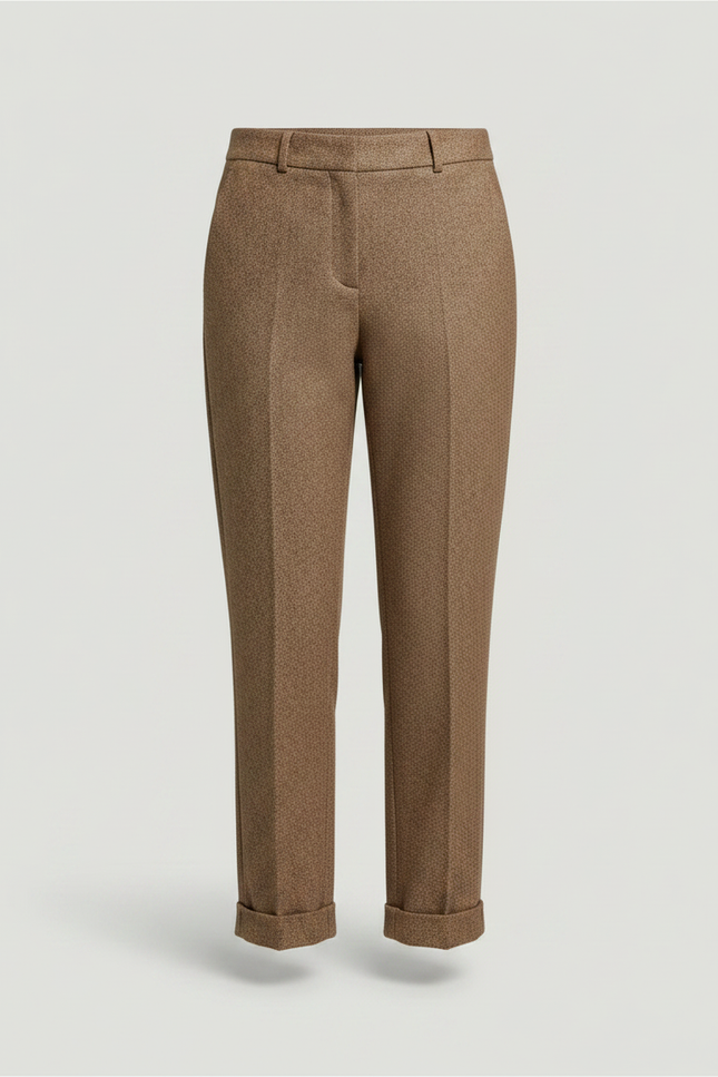 Pantalon Marron Laine Droit Texturé Élégant Femme - Tweed - vue 3