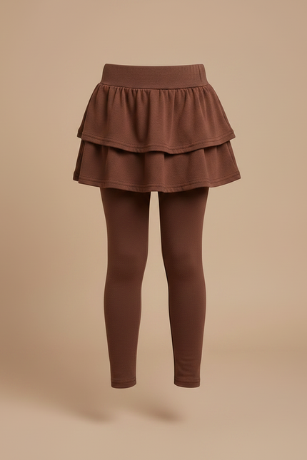 Pantalon Marron Jupe-culotte Coton Fille Confortable - Molleton - vue 3