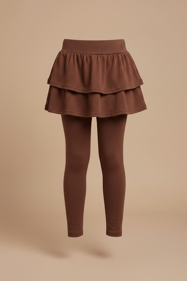 Pantalon Marron Jupe-culotte Coton Fille Confortable - Molleton - vue 3
