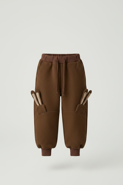 Pantalon Marron Enfant Côtelé Ample Décontracté Chaud - Cordé - vue 3