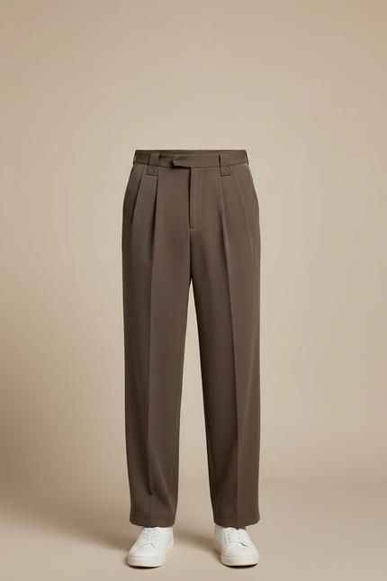 Pantalon Marron Plissé Ample Décontracté Élégant - Gabardine - vue 3
