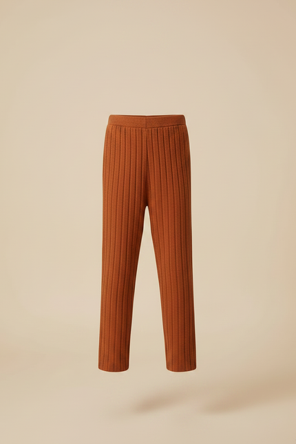 Pantalon Marron Côtelé Ample Maille Confortable Enfant - vue 3