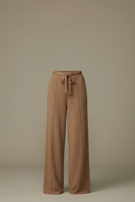 Ensemble Pantalon Marron - Camel Maille - vue 3