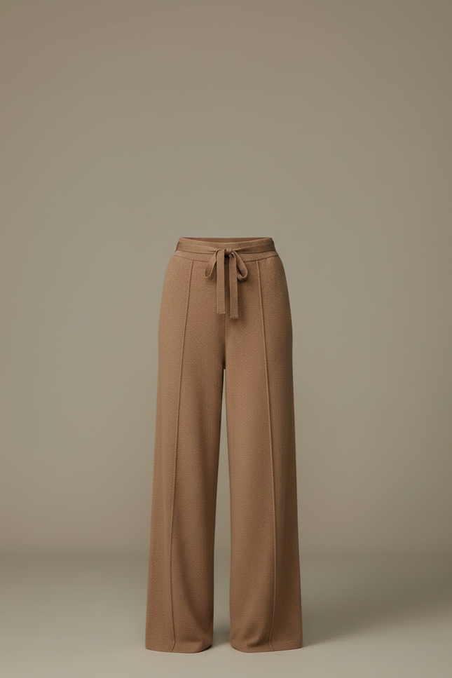 Ensemble Pantalon Marron - Camel Maille - vue 3