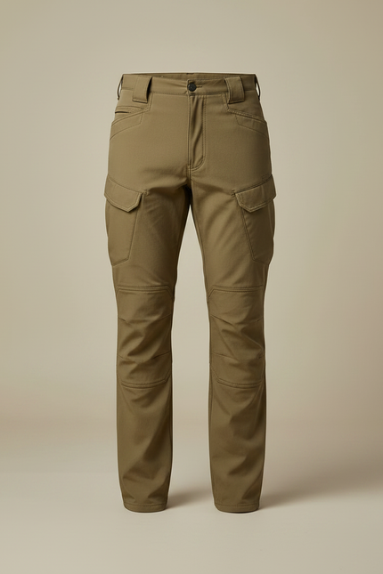 Pantalon Marron Cargo Multipoches Homme Décontracté Ajusté - Kaki Toile - vue 3