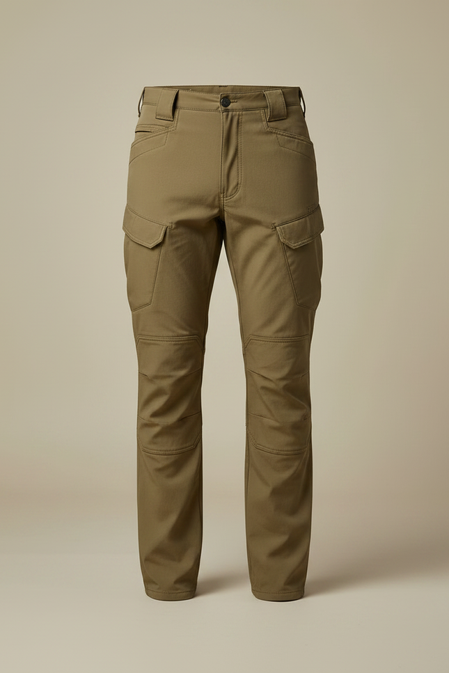 Pantalon Marron Cargo Multipoches Homme Décontracté Ajusté - Kaki Toile - vue 3
