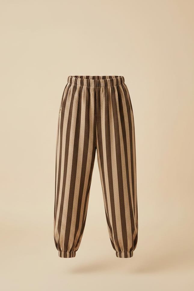Pantalon Marron Rayé Ample Confortable Enfant - Cordé - vue 3