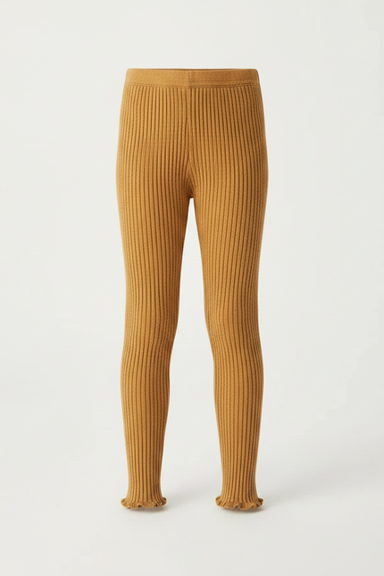 Pantalon Marron Côtelé Tricoté Enfant Confortable - Camel Maille - vue 3