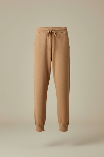 Pantalon Marron Laine Tricoté Confortable Décontracté Femme - Camel Maille - vue 3