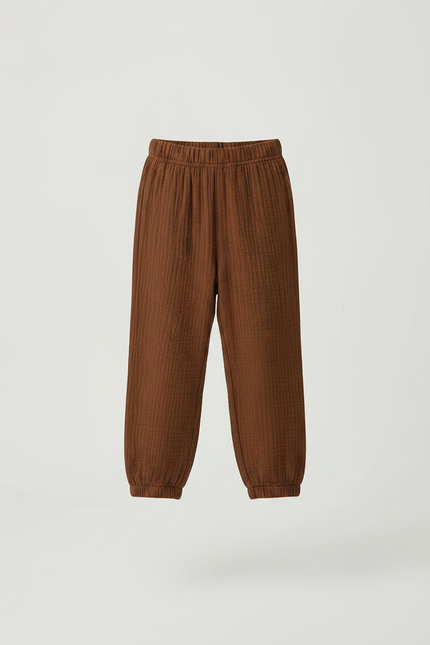 Pantalon Marron Coton Gaufré Ample Enfant - vue 3