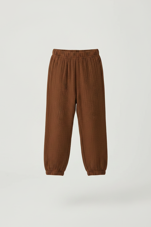 Pantalon Marron Coton Gaufré Ample Enfant - vue 3