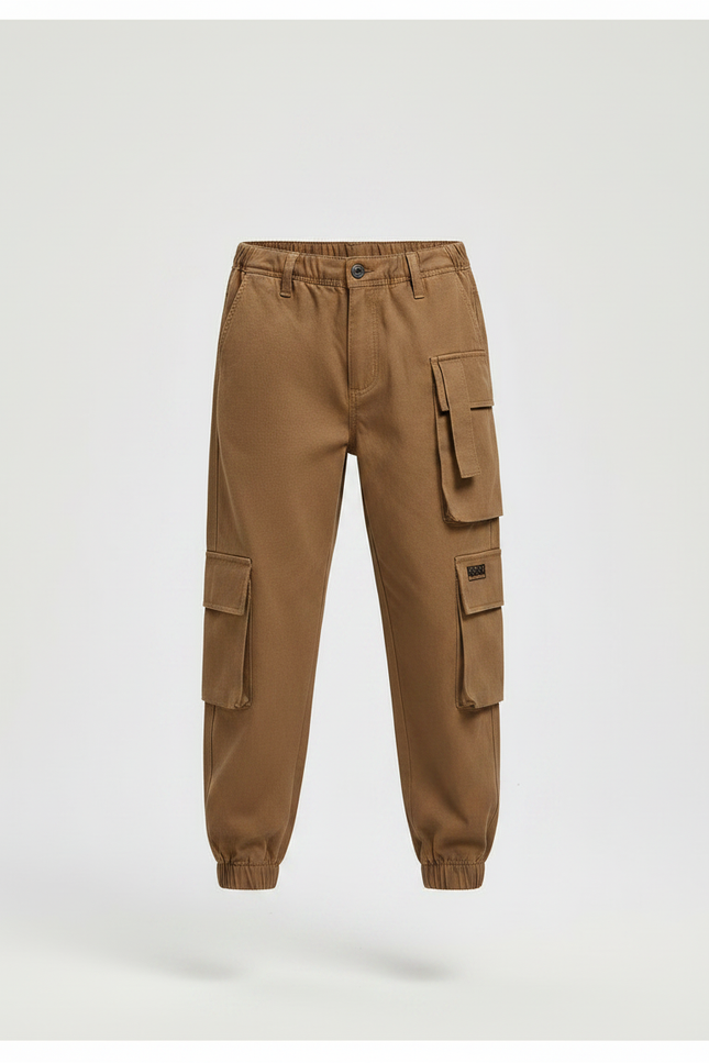 Pantalon Marron Cargo Garçon Décontracté Poches - Toile - vue 3