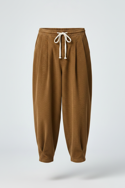 Pantalon Marron Côtelé Ample Épais Cordon Homme - Cordé - vue 3