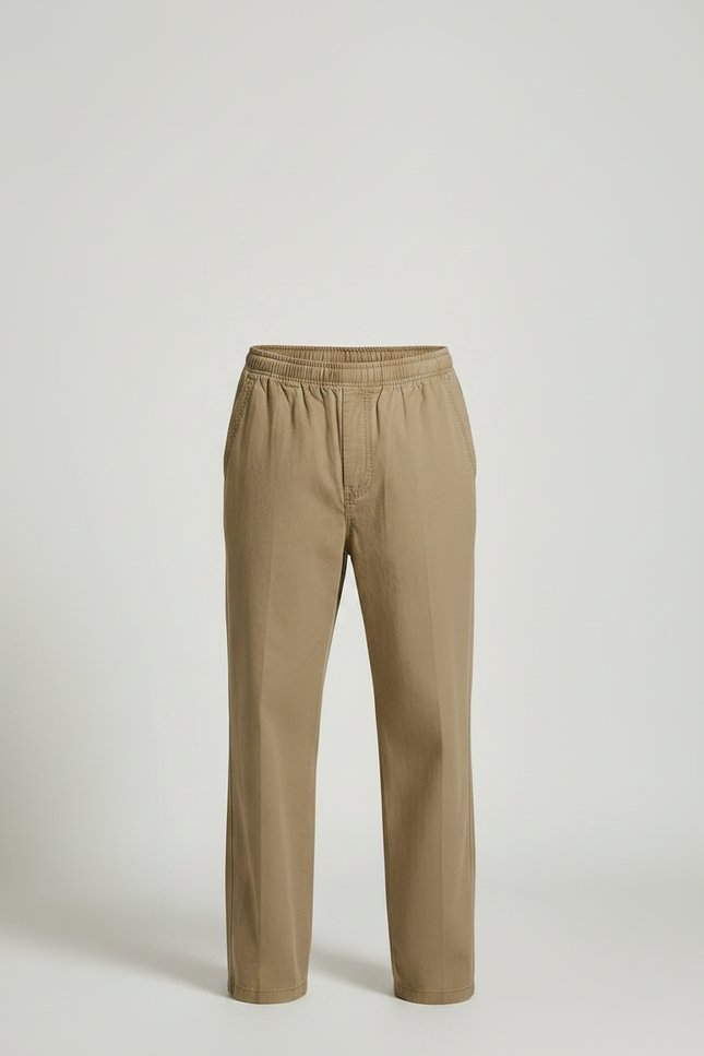 Pantalon Marron Ample Coton Élastiqué Décontracté Homme - Kaki - vue 3