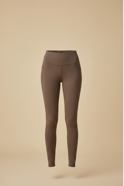 Pantalon Marron Moulant Thermique Polaire Taille Haute - Molleton - vue 3