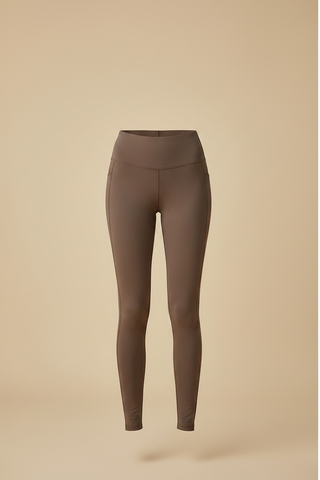 Pantalon Marron Moulant Thermique Polaire Taille Haute - Molleton - vue 3