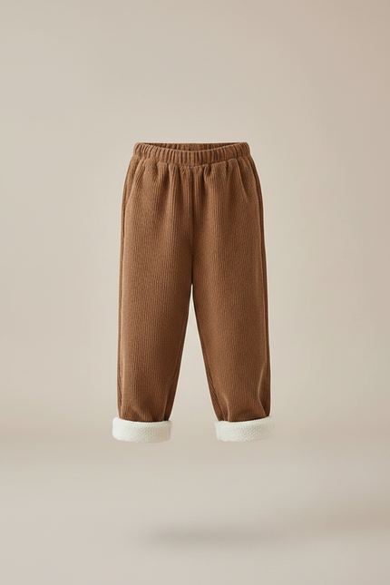 Pantalon Marron Côtelé Doublé Sherpa Enfant Hiver - Cordé - vue 3