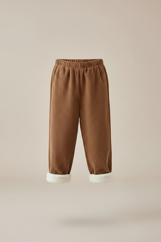 Pantalon Marron Côtelé Doublé Sherpa Enfant Hiver - Cordé - vue 3