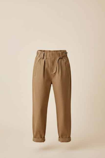Pantalon Marron Ample Coton Plissé Garçon - Toile - vue 3