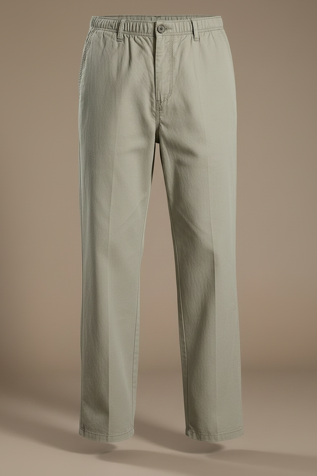 Pantalon Marron Ample Coton Décontracté Élastique Homme - Kaki - vue 3