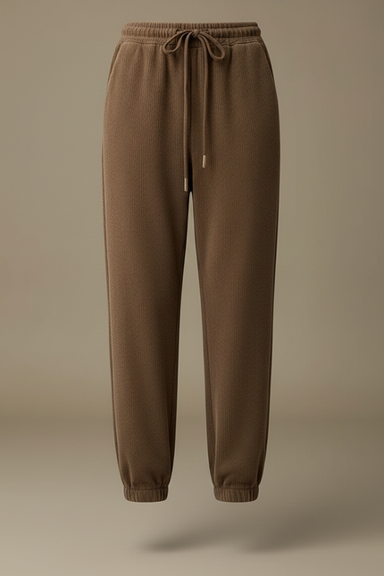 Pantalon Marron Côtelé Ample Décontracté Élégant - Cordé - vue 3