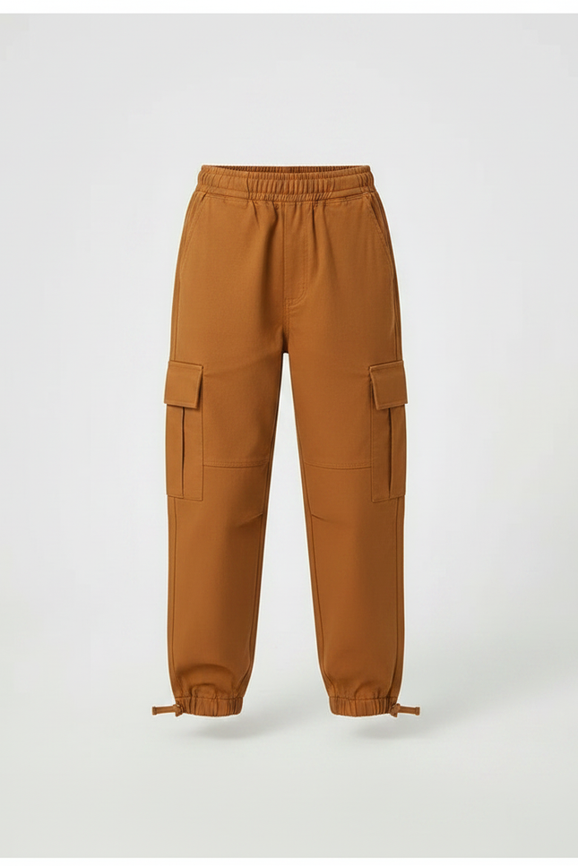 Pantalon Marron Cargo Enfant Taille Élastique Confortable - Toile - vue 3