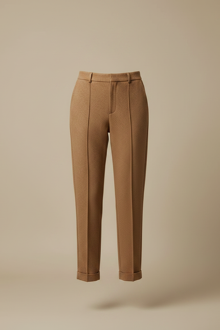 Pantalon Marron Laine Taille Haute Décontracté Élégant - Tweed - vue 3