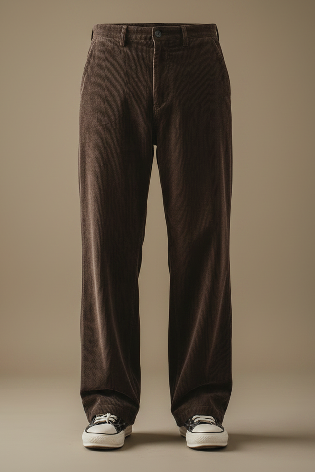 Pantalon Velours Côtelé Marron - Cordé - vue 3