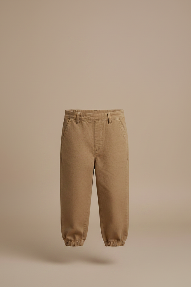 Pantalon Marron Salopette Coton Ample Enfant Décontracté - Camel - vue 3
