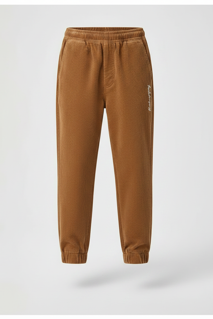 Pantalon Marron Côtelé Droit Décontracté Enfant - Cordé - vue 3