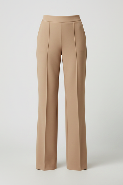 Pantalon Marron Taille Haute Flared Élégant Femme - Polyester - vue 3