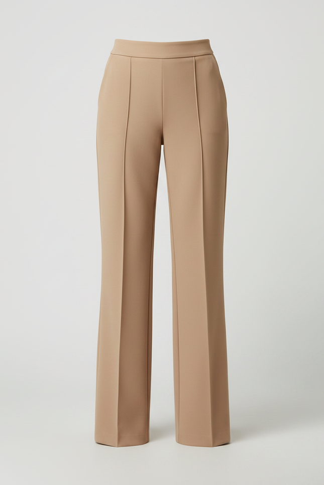 Pantalon Marron Taille Haute Flared Élégant Femme - Polyester - vue 3
