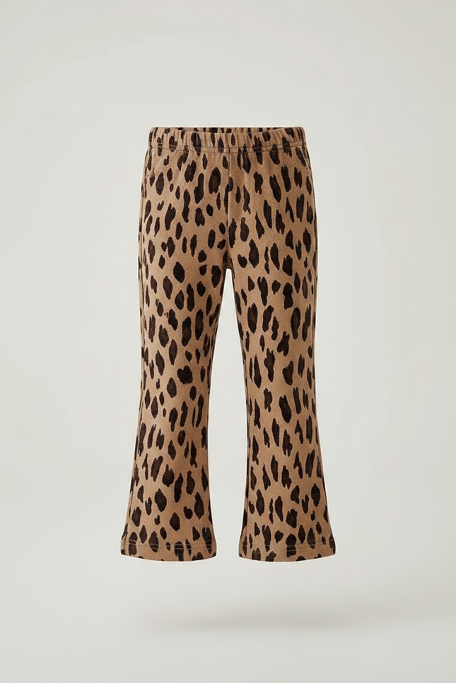 Pantalon Marron Léopard Évasé Confortable Enfant - Molleton - vue 3