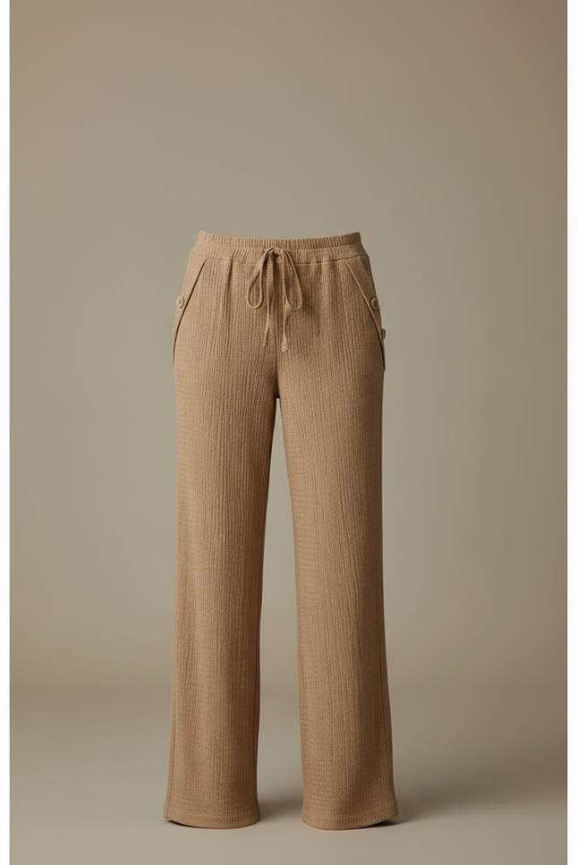 Pantalon Marron Ample Côtelé Droit Décontracté Confortable - Cordé - vue 3