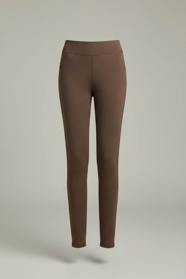 Pantalon Marron Moulant Thermique Polaire Confortable - Molleton - vue 3