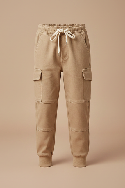 Pantalon Marron Cargo Coton Jogger Décontracté Enfant - vue 3